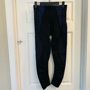 SPANX High Rise Seamless Athletic Leggings Black and Blue Size Large